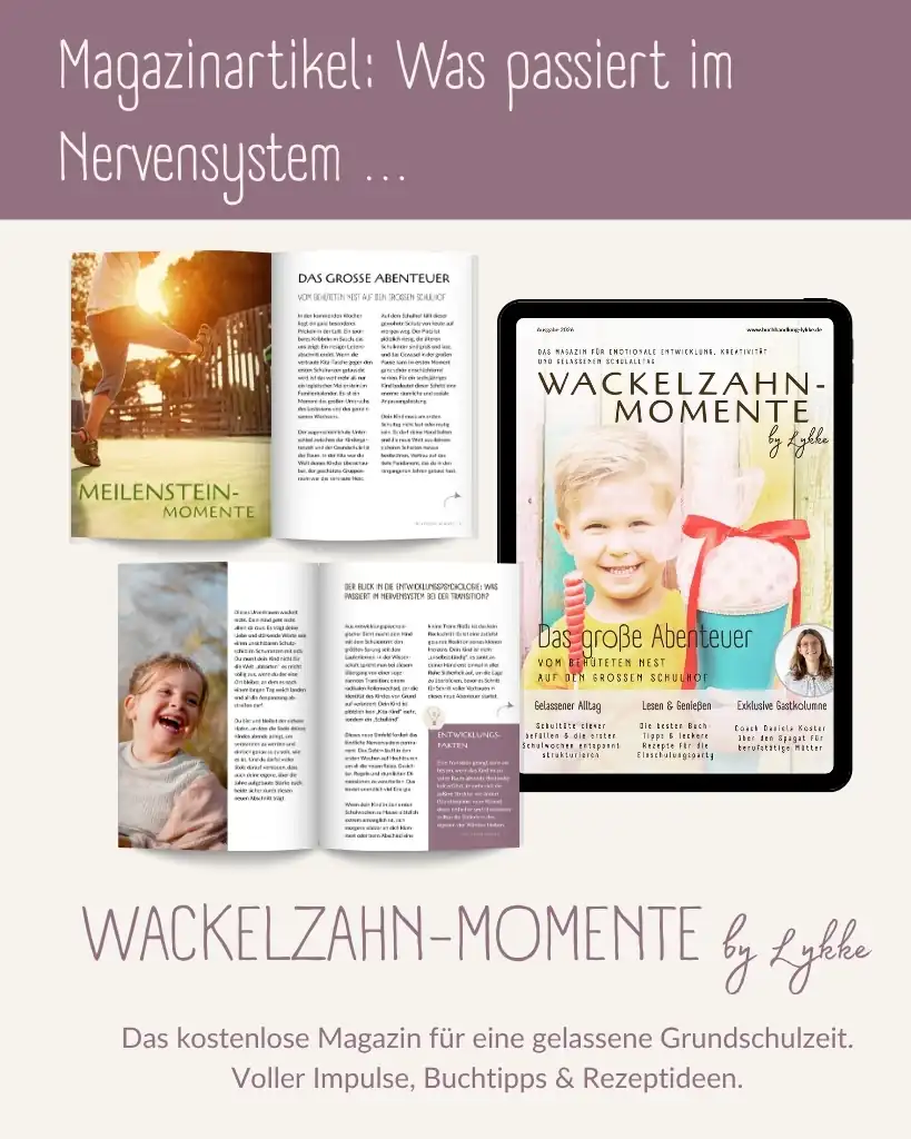 Werbegrafik für den Artikel „Was passiert im Nervensystem …“ im Magazin „Wackelzahn-Momente by Lykke“.