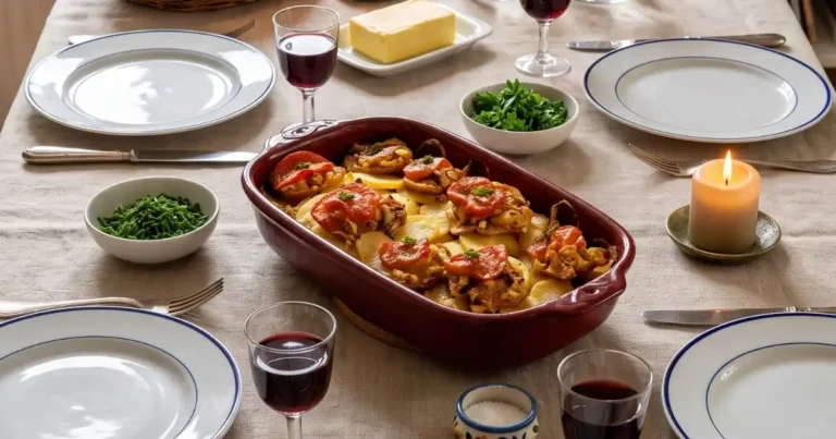 Kartoffeln mit gefüllten Pilzköpfen