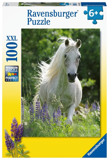 Ravensburger XXL Kinderpuzzle (100 Teile) mit Motiv eines weinenden Schimmels im Blumenfeld für Kinder ab 6 Jahren.